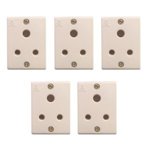 ANCHOR PENTA, 3 Pin Socket, 6A, 240V, White, 38342 (Pack of 5)