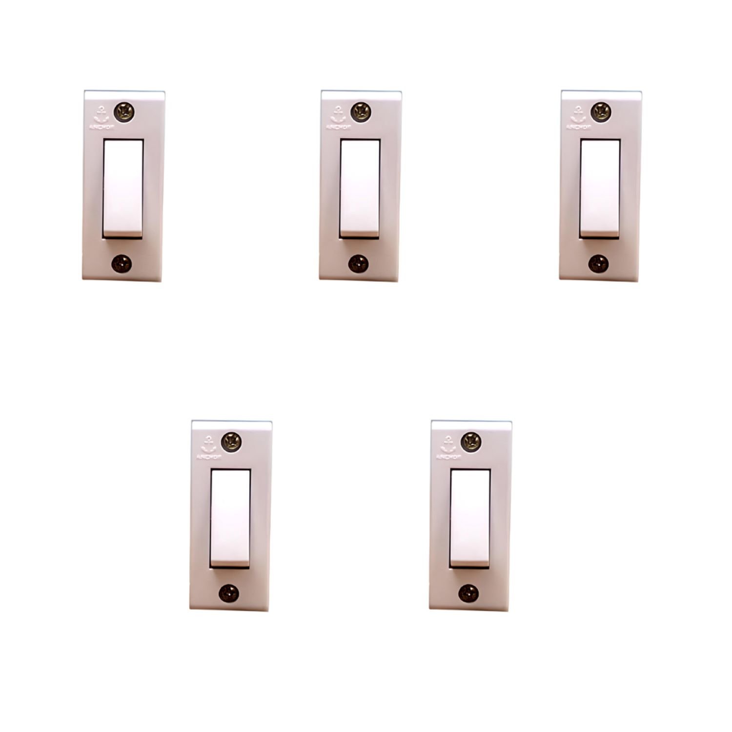 ANCHOR PENTA, 1Way Switch, Deluxe, 6A, 240V, White, 38058 (Pack of 5)