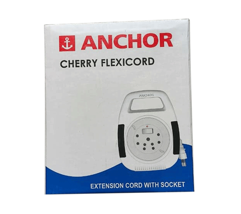 ANCHOR Cherry Flexi Cord, Extension Cord With Socket, 2 Pin, 4 Metre, 6A, 240V, White, 5208